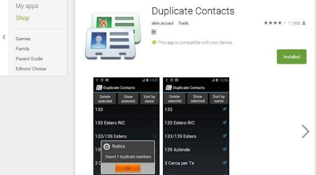 Aplikasi Duplikat Contact