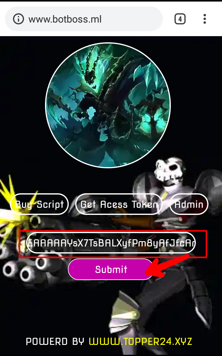Facebok acess token submit for bot Facebok acess token submit for bot