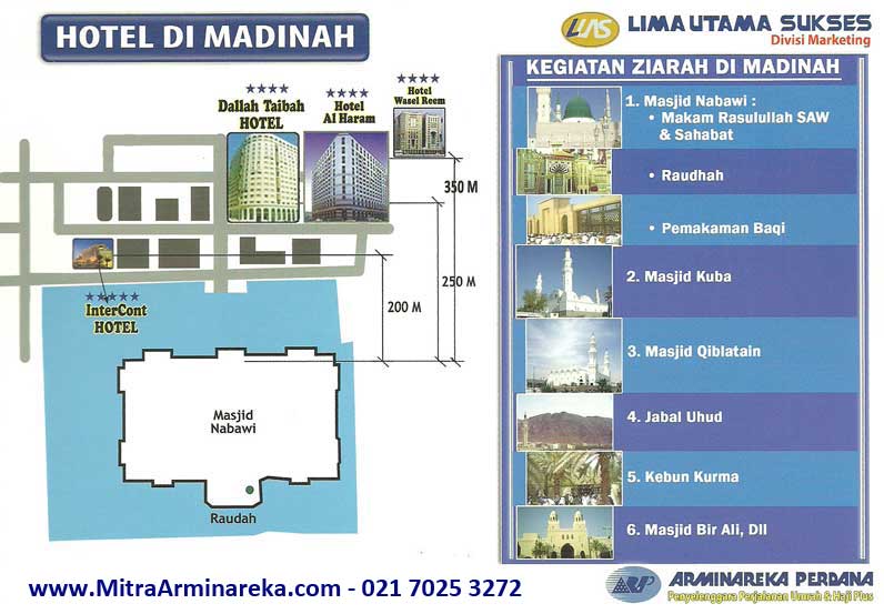 Hotel dan tempat ziarah di Madinah