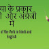 क्रिया के प्रकार हिन्दी और अंग्रेजी में - Forms of the Verb in hindi and English