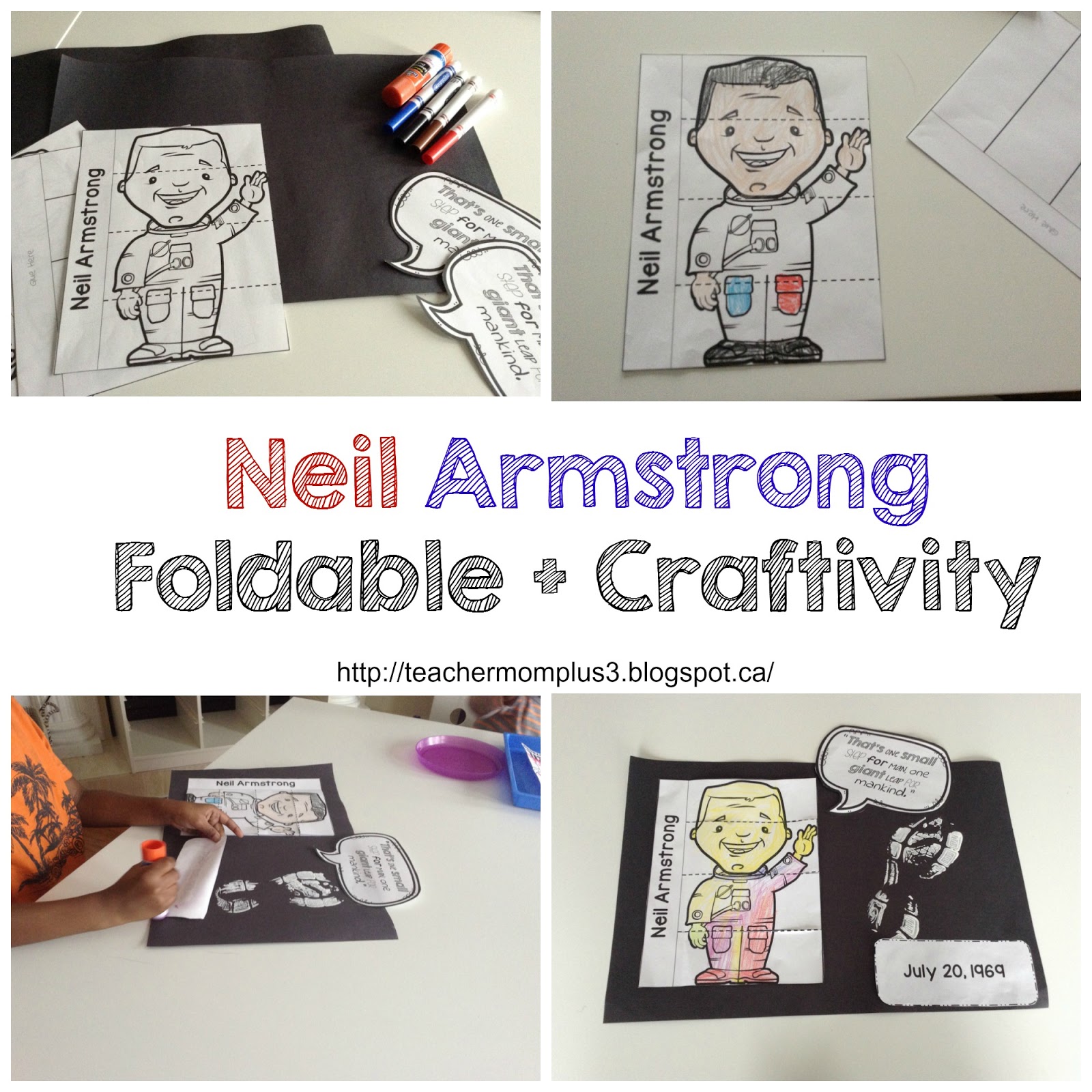 TeacherMomPlus3 Neil Armstrong Report + Craft