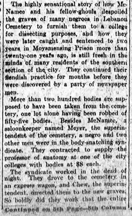 Philly & Stuff Frank McNamee Body Snatcher Left For Dead