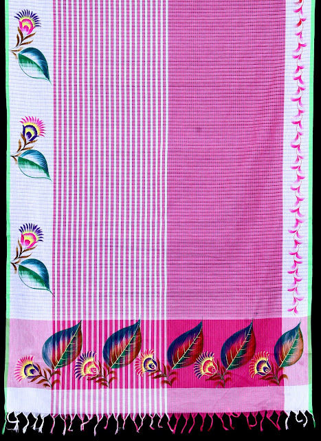 fabric painting on cotton saree design images