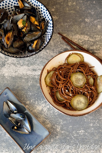 Moules au gingembre et nouilles soba 