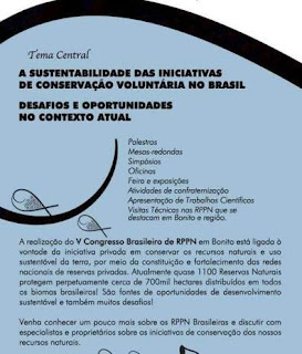 Programação do evento do V Congresso Brasileiro de RPPN - MS