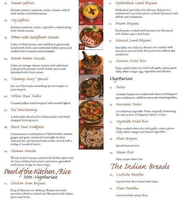 Chutney Mary Restaurant Menu