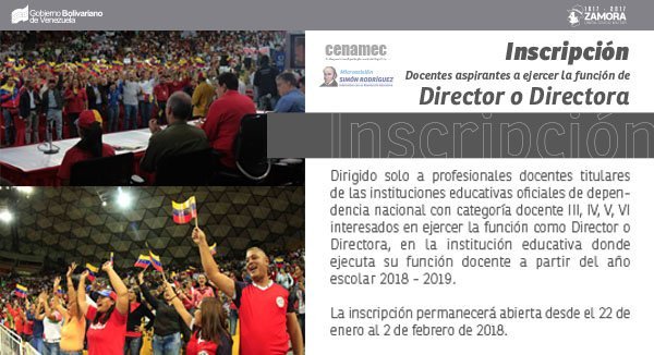 INSCRIPCIÓN DE DOCENTES ASPIRANTES A EJERCER LA FUNCIÓN DE DIRECTOR O DIRECTORA INSCRIPCIÓN DE DOCENTES ASPIRANTES A EJERCER LA FUNCIÓN DE DIRECTOR O DIRECTORA