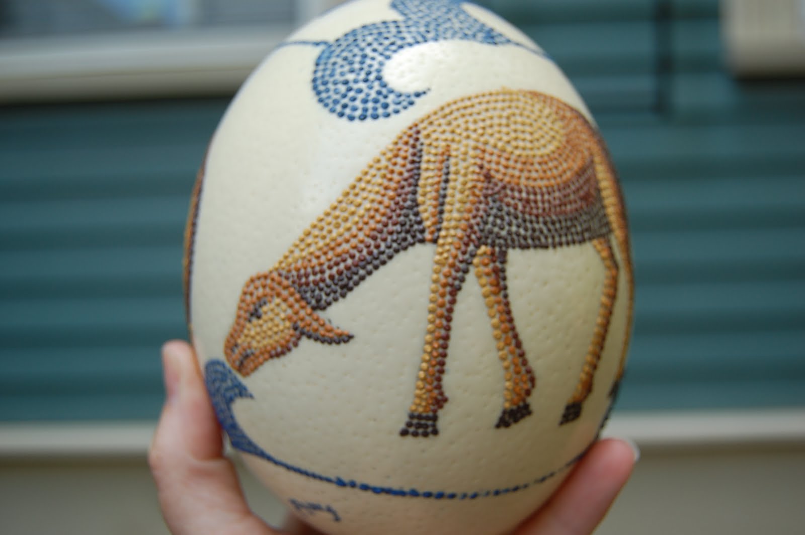 Wunderful Things Painted Ostrich Egg