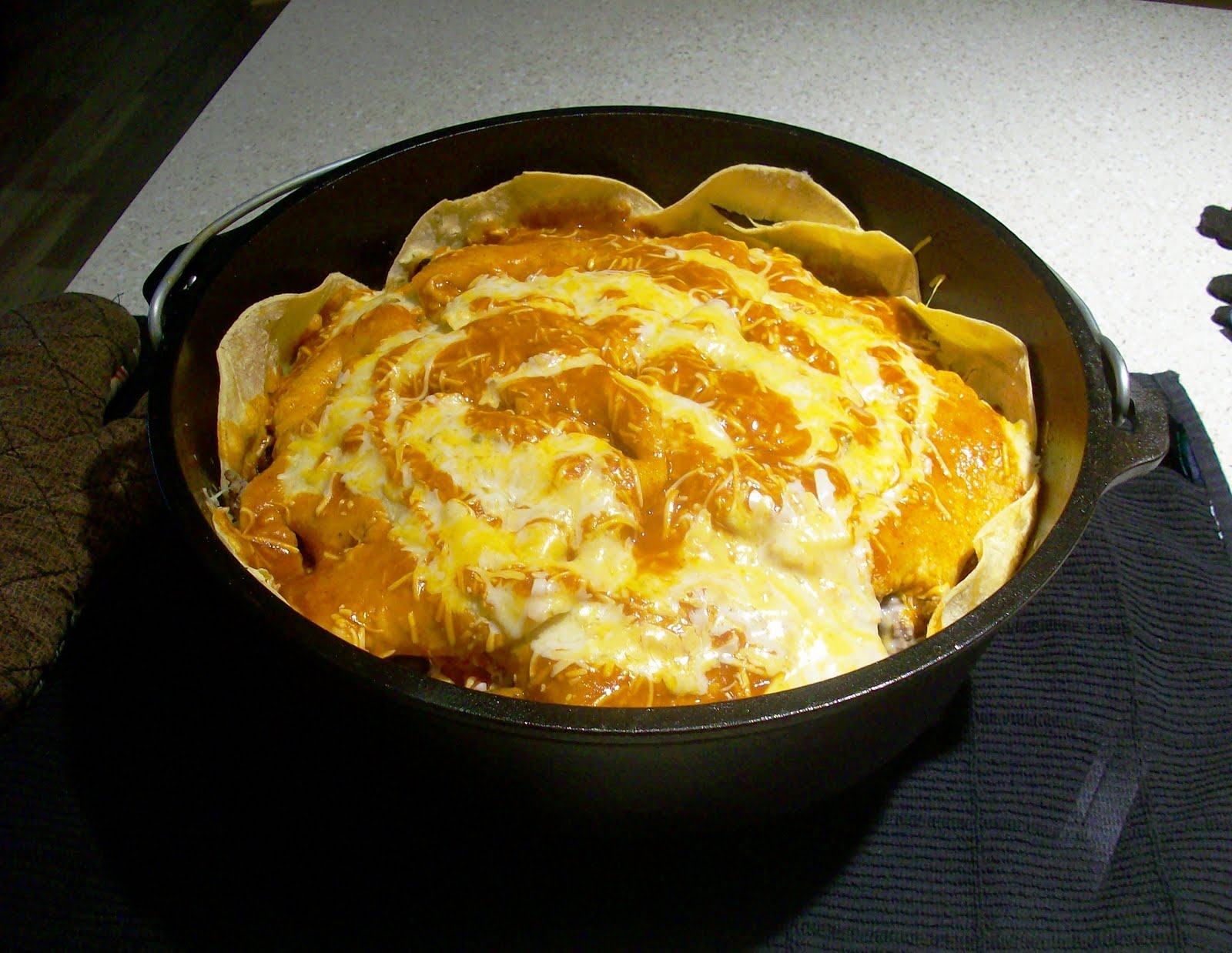 Table for Two Dutch Oven Enchiladas
