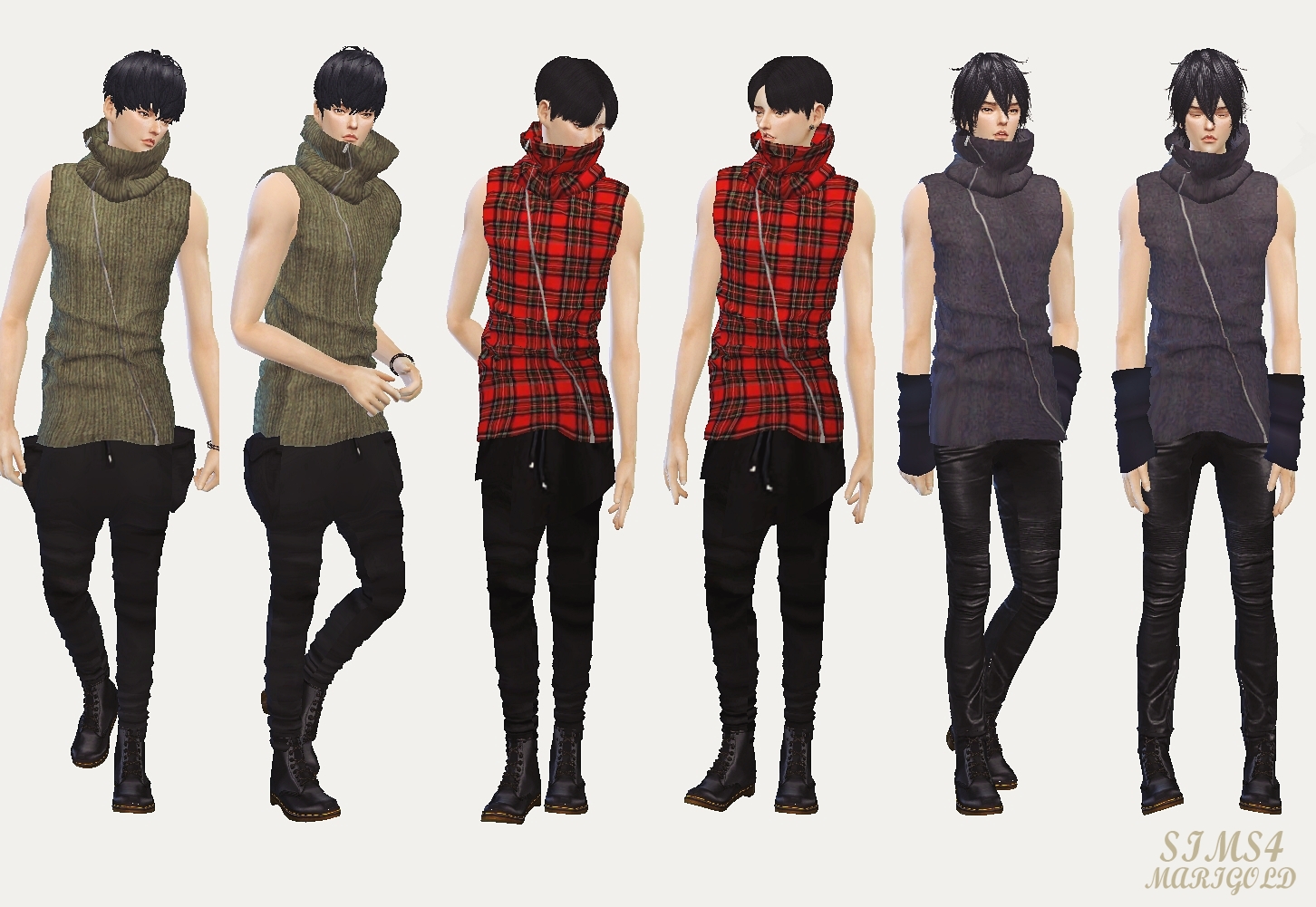Turtlenecks for Males and Overalls for Females by Sims 4 Marigold.