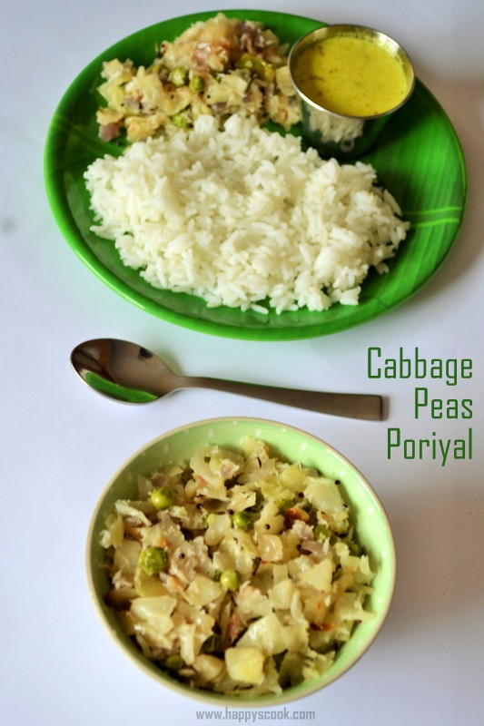 Cabbage Peas Poriyal Recipe Cabbage Green Peas Poriyal Cabbage