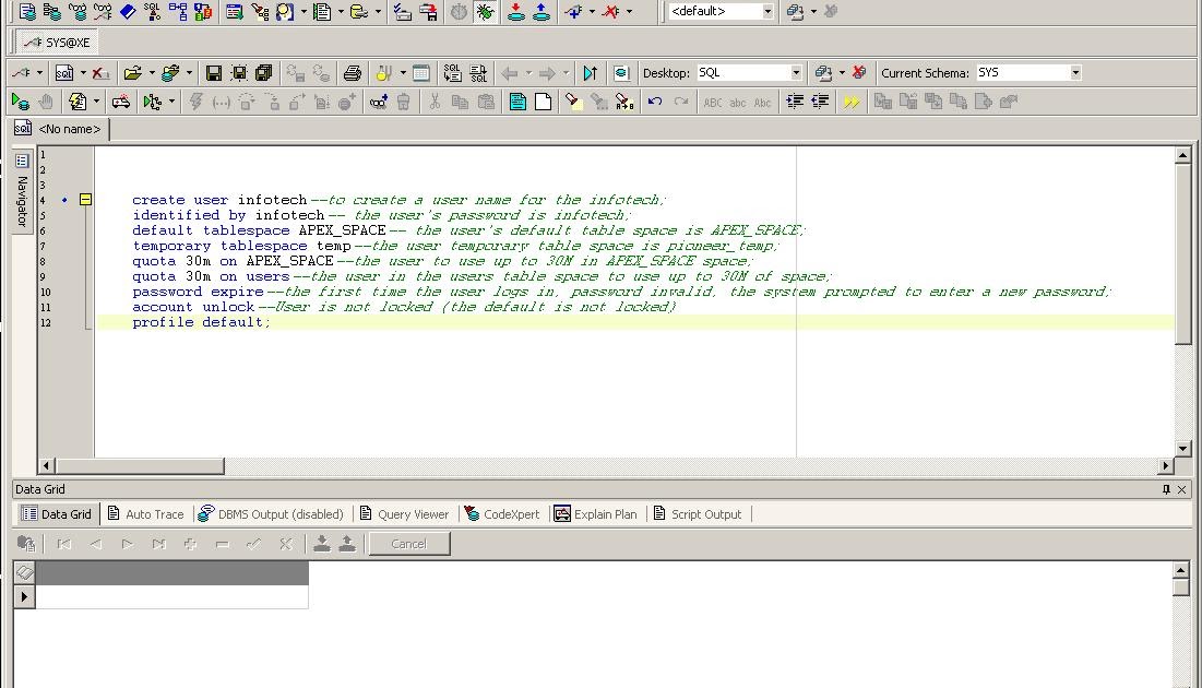 Oracle User Creation and Management