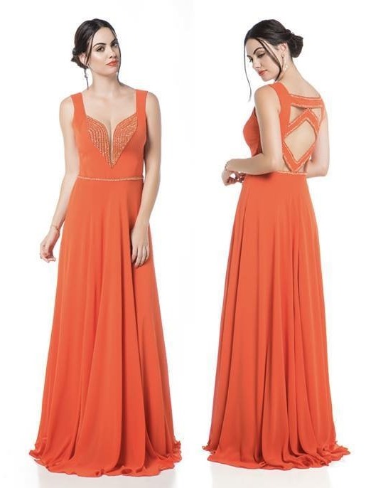 vestido de festa laranja
