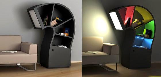 Curvy look with a color backlit shelves