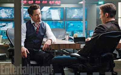 Chris Evans and Robert Downey Jr. in a Captain America Civil War image from Entertainment Weekly