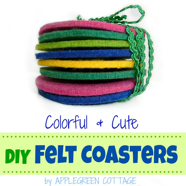 Colorful DIY Felt Coasters Tutorial AppleGreen Cottage