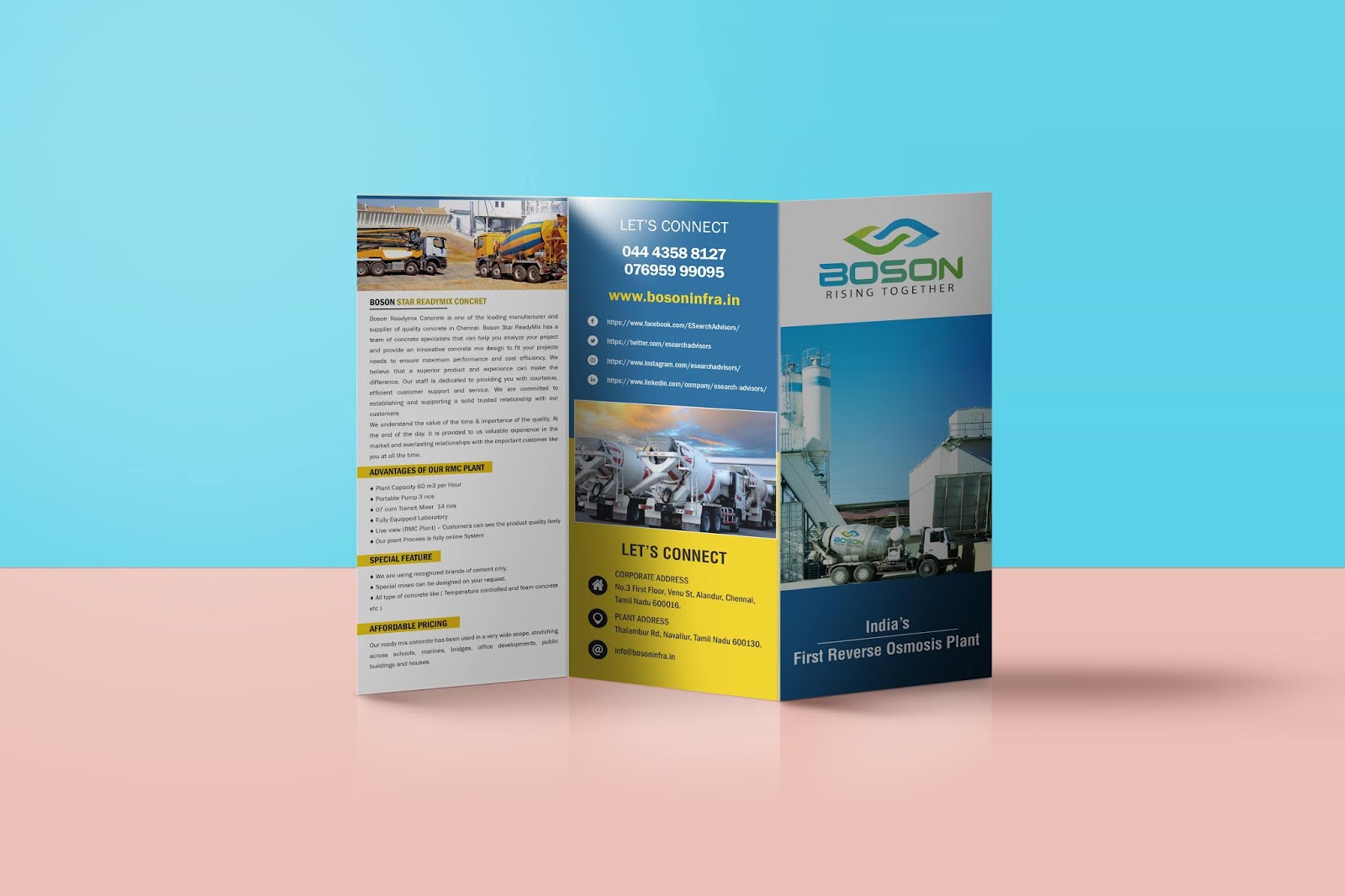 sathya boson infra tri fold brochure design