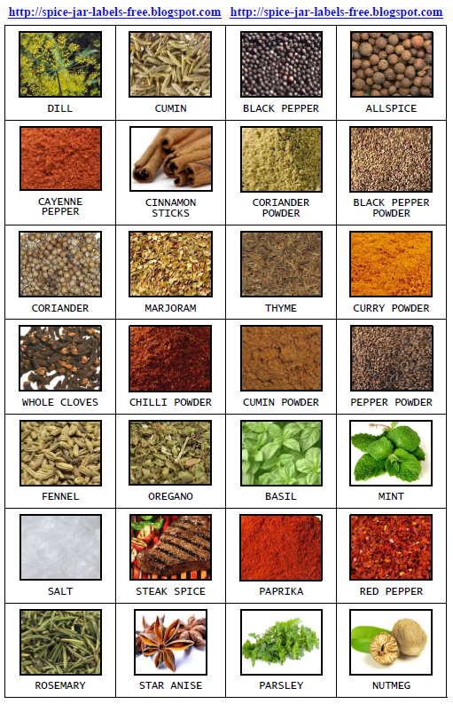 Spice jar labels and templates to print free: SPICE JAR LABELS 2