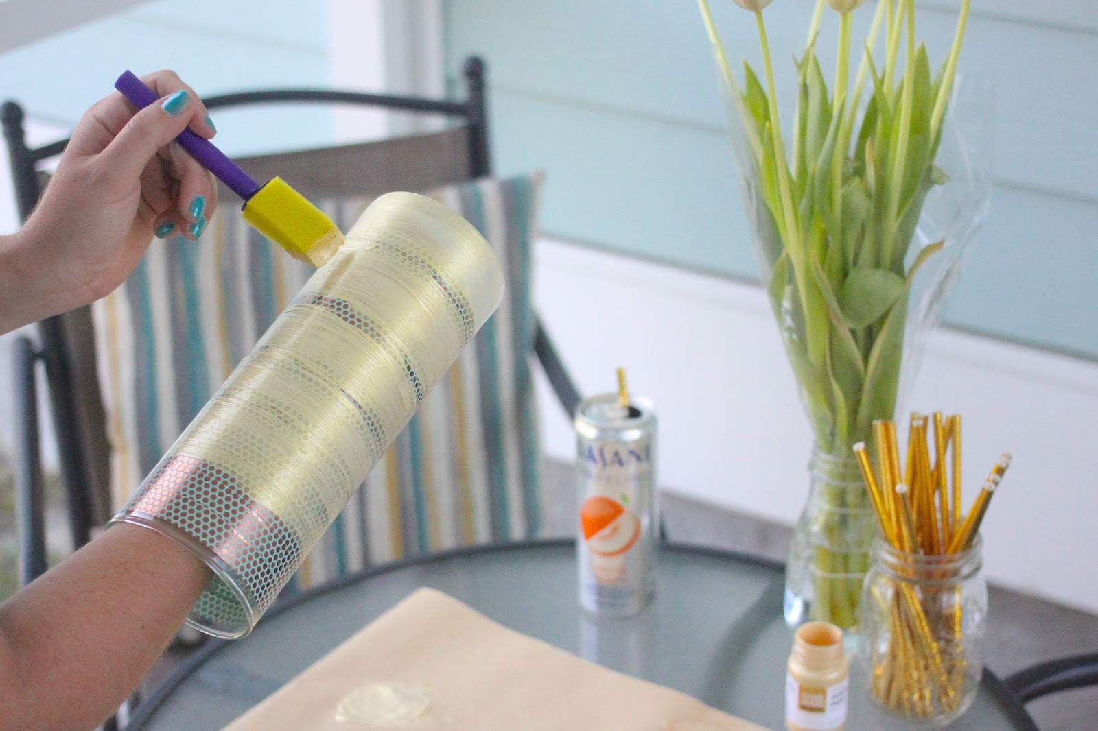 borrowed heaven DIY Gold Striped Vase