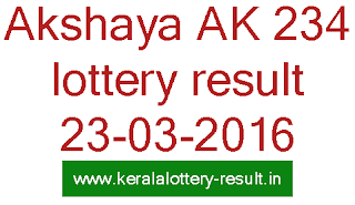 Akshaya AK 234 lottery result 24-03-2016 Kerala Akshaya Lottery result today, Akshaya AK234 lottery result, Kerala Today's Lottery Akshaya AK 234 result, Check Kerala Akshaya-AK 234 Lottery result, Akshaya LOttery result 23/03/2016, Kerala lottery result, Akshaya Lottery result, Akshay AK-234 lottery result, Todays Akshaya Ak234 Lottery result, Kerala lotteries Akshaya AK 234 result