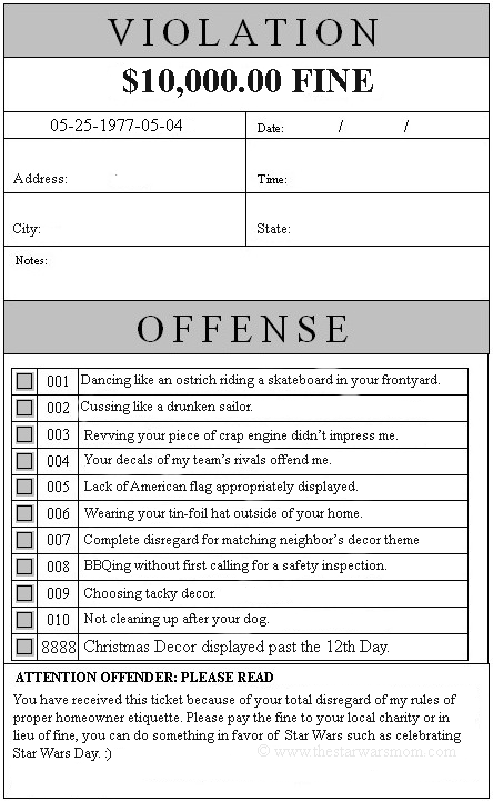 Star Wars Cops Issuing Violation Tickets The Star Wars Mom Parties Star Wars Cops Issuing Violation Tickets The Star Wars Mom Parties