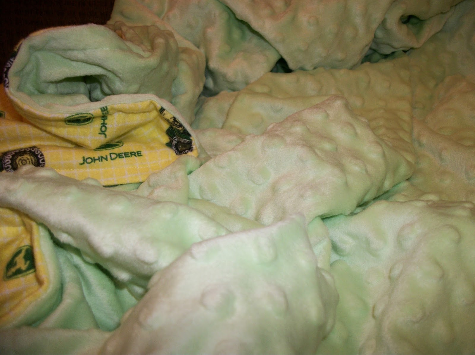 Deerecountry Quilts John Deere minkee receiving blanket
