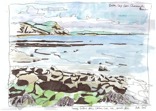 Golden Cap from Charmouth, ink and wash