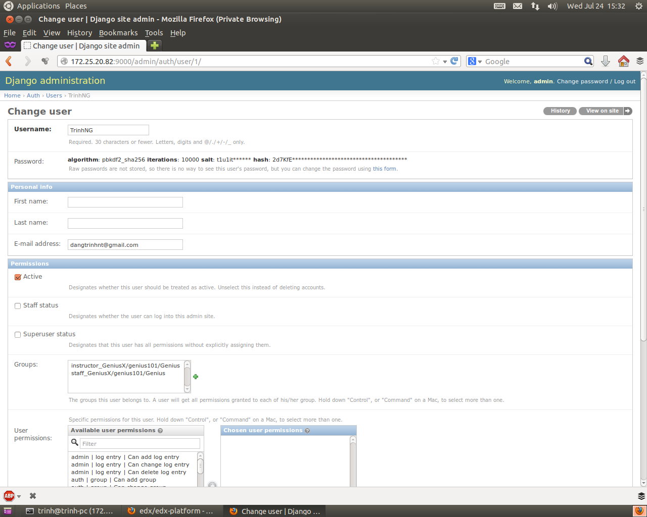edX-platform - Another way to activate user account in dev environment