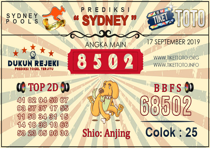 Prediksi Togel SYDNEY TIKETTOTO 17 SEPTEMBER 2019