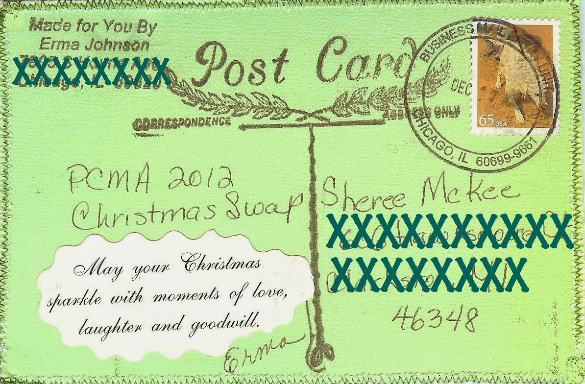 Sewing Fabric Postcards with ShereeSews Rubber Stamps Perk Up Fabric