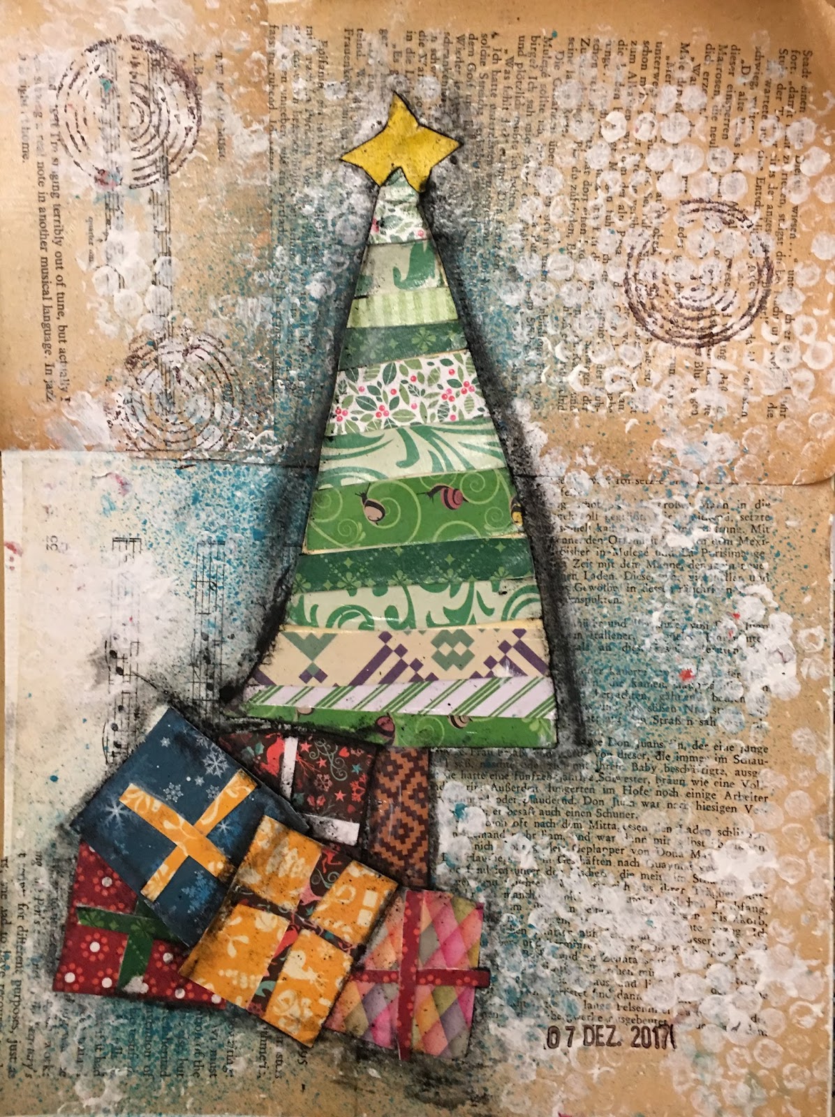 Christmas Tree Mixed Media Collage