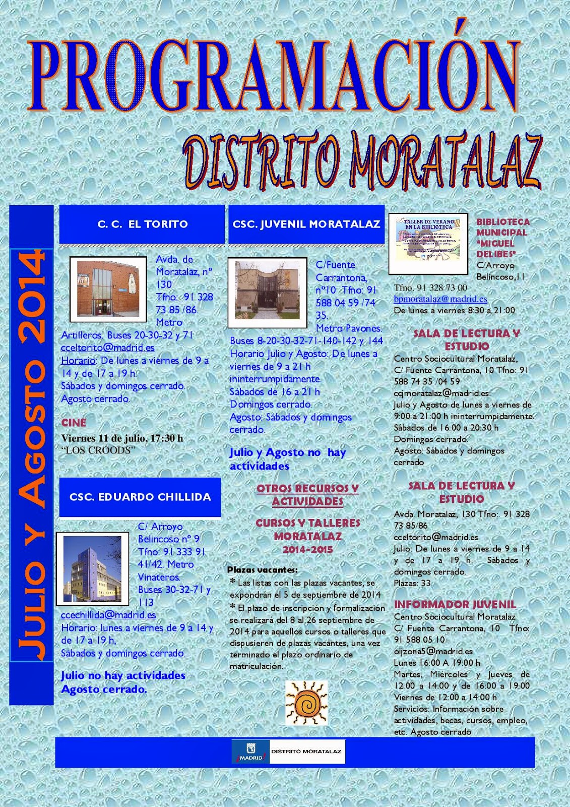Programación cultural del Distrito de Moratalaz.