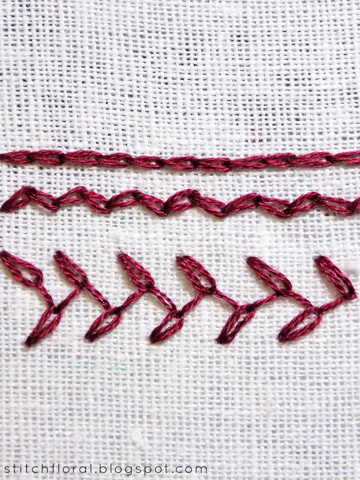 Zig zag chain stitch & Feathered chain stitch Stitch Floral