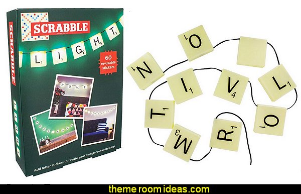 Scrabble Light   book themed decor - Bibliophiles decor - Book themed furnishings - home decor for book lovers - book themed bedroom - Stacked Books decor - Stacked Books furniture - bookworm decor - book boxes - library furniture - formal study furniture - antique book decor - unique furniture - novelty furniture - Logophile decor - scrabble themed bedroom  - scrabble wall decorations - Crossword bedroom decor