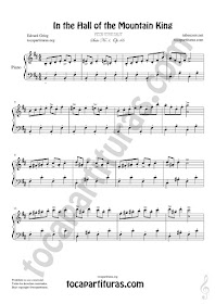  In the hall of the Mountain King Easy Sheet Music Piano Beginners Noten Spartiti Partiture 