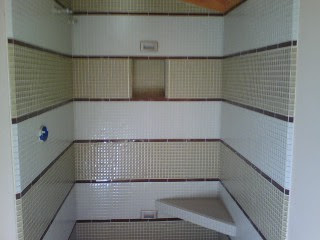 Creative Juice What Were They Thinking Thursday Shower Tile The First Problem Is That It Cuts Your Shower In Half Visually And Makes Look Smaller