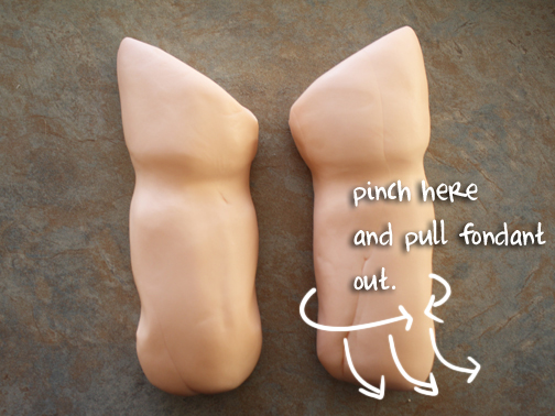 cómo hacer que las piernas del bebé lindo fondant pastillaje