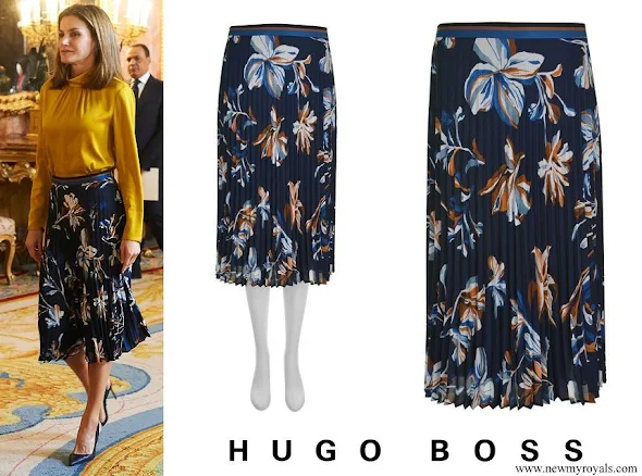 Queen Letizia wore HUGO BOSS Viplisa Skirt