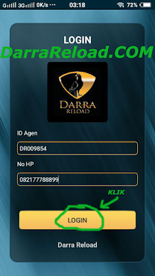 cara login di aplikasi darra reload