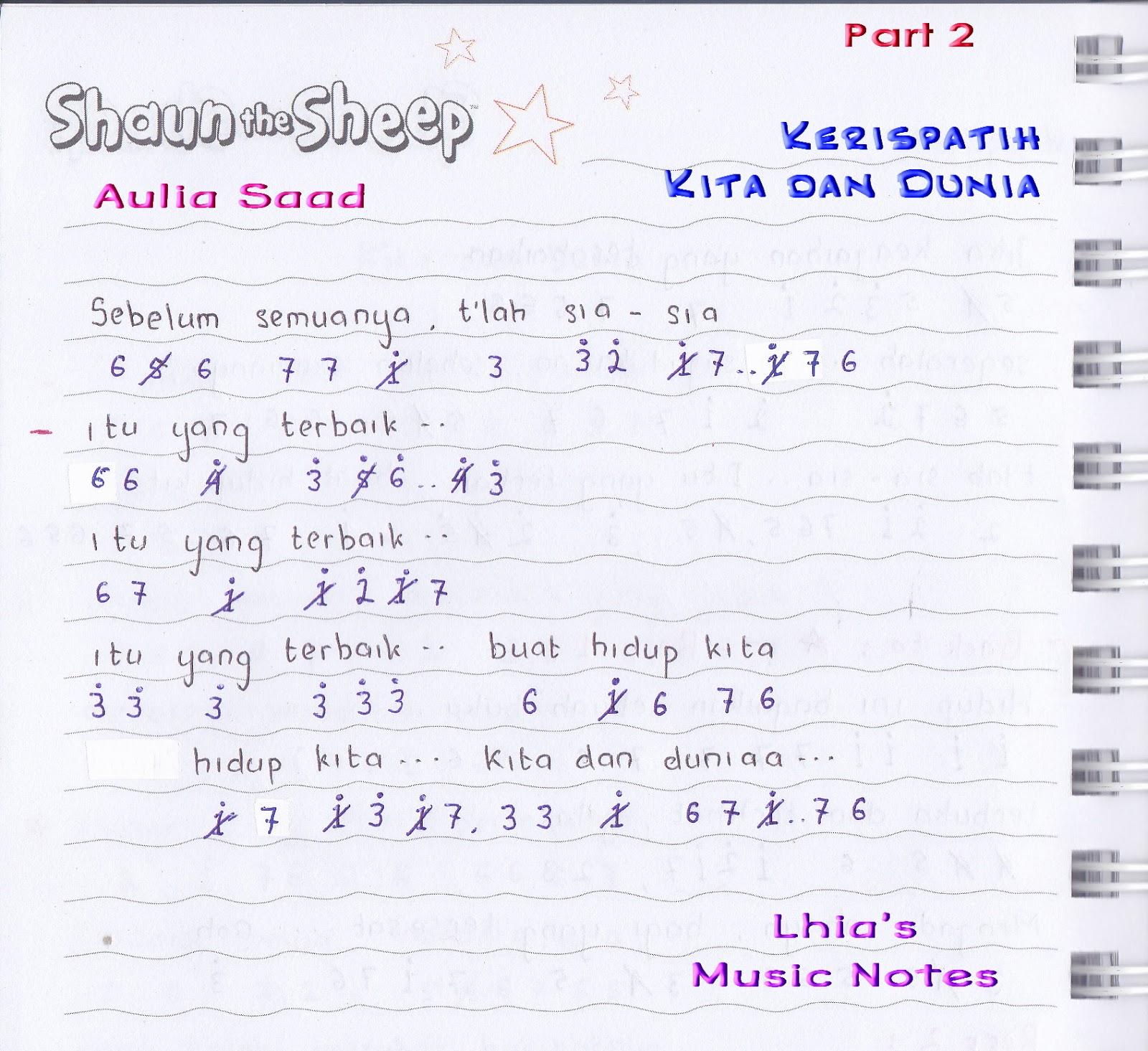 Catatan Not Lagu Kerispatih, "Kita dan Dunia" (Piano Catatan Not Lagu Kerispatih, "Kita dan Dunia" (Piano