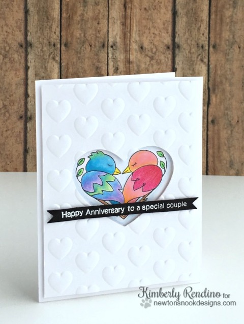 Bird Love Anniversary Card by Kimberly Rendino | Darling Duos Stamp Set by Newton's Nook Designs #newtonsnook