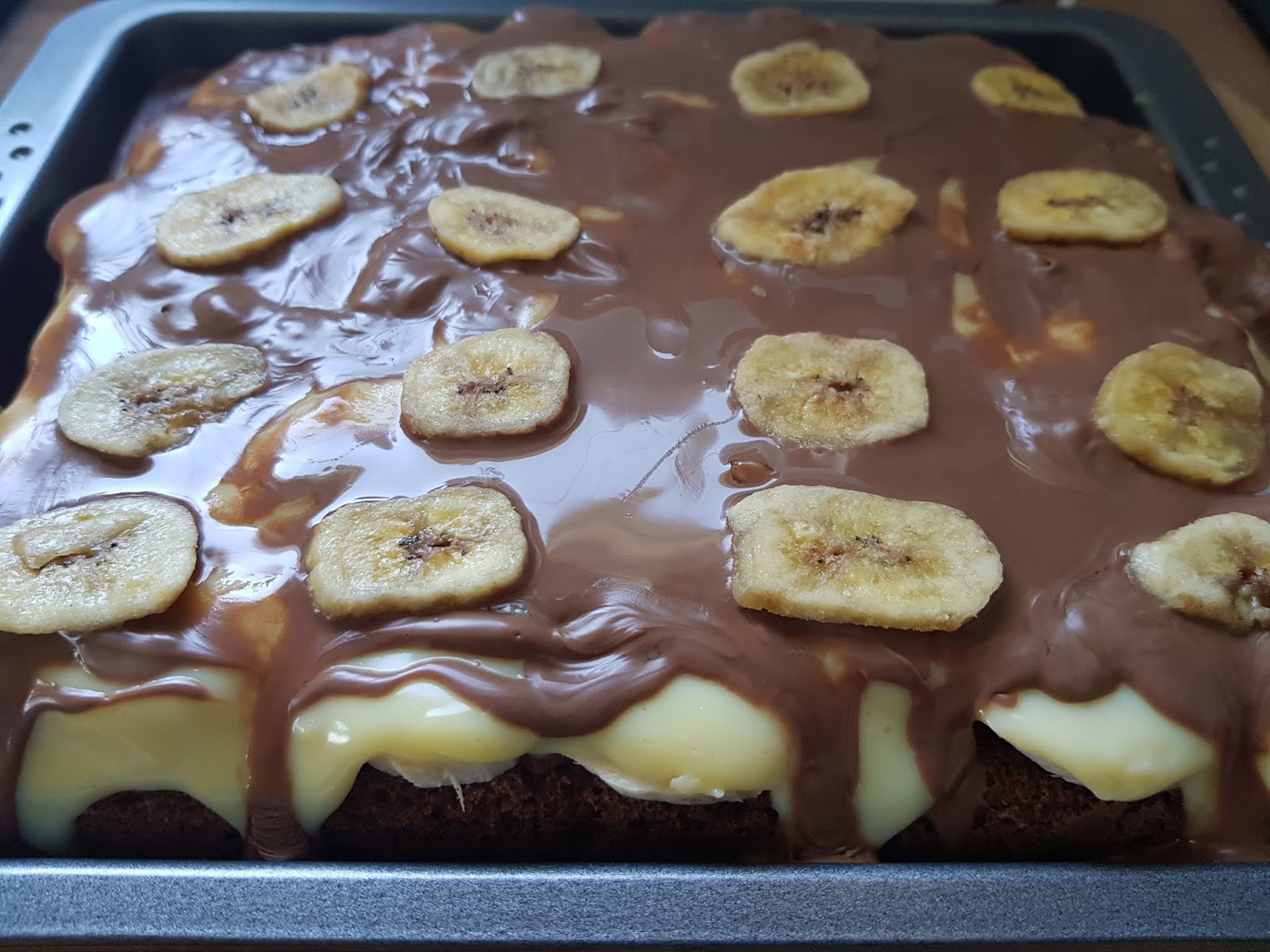 Schoko-Bananenkuchen mit Pudding