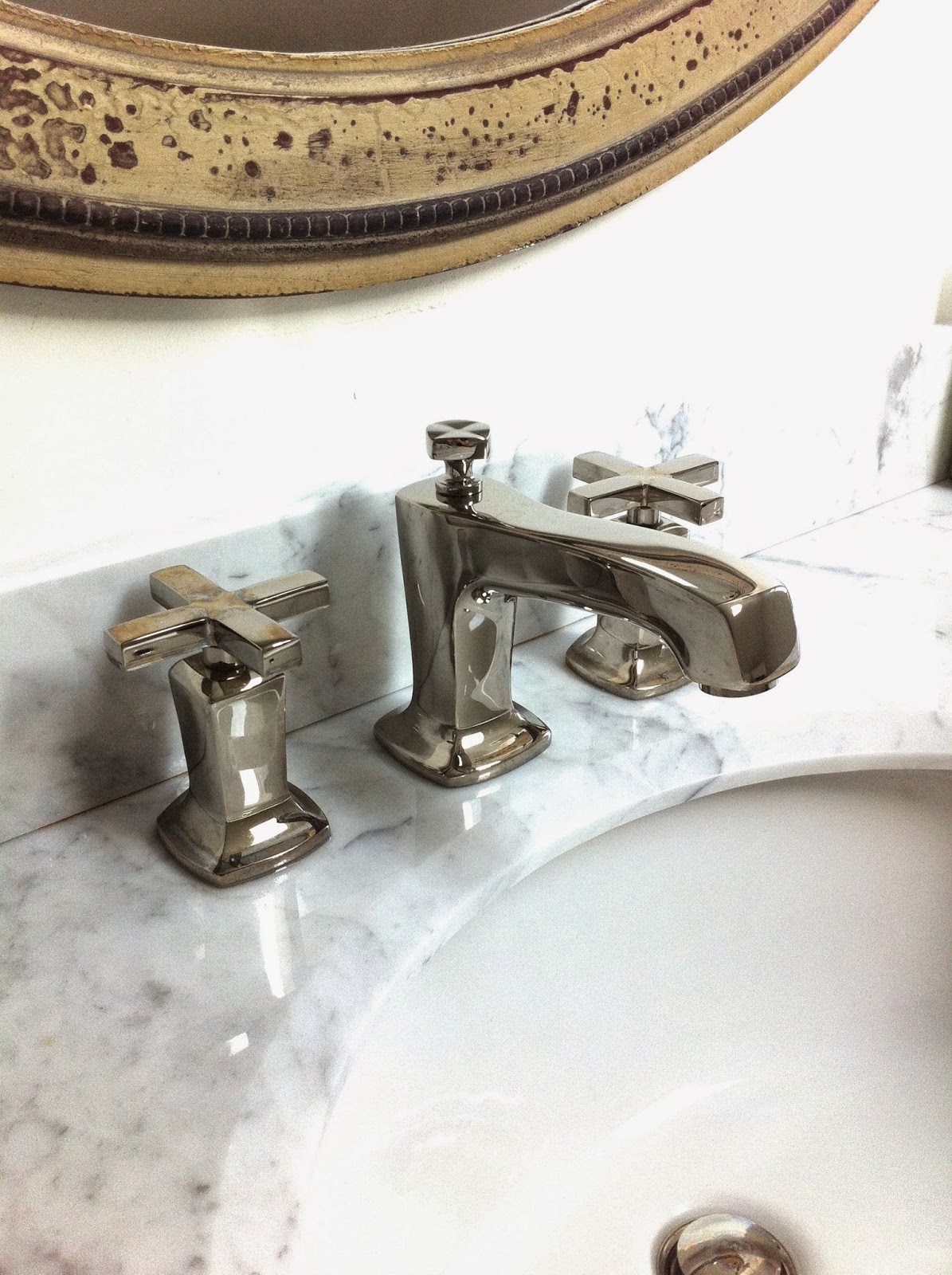 Building Walnut Farm Polished Nickel Faucets and Black Hardware