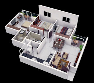 Desain Rumah Modern Insprasi 25 Denah Desain Rumah Modern 3D Sederhana dan Minimalis 3 Kamar