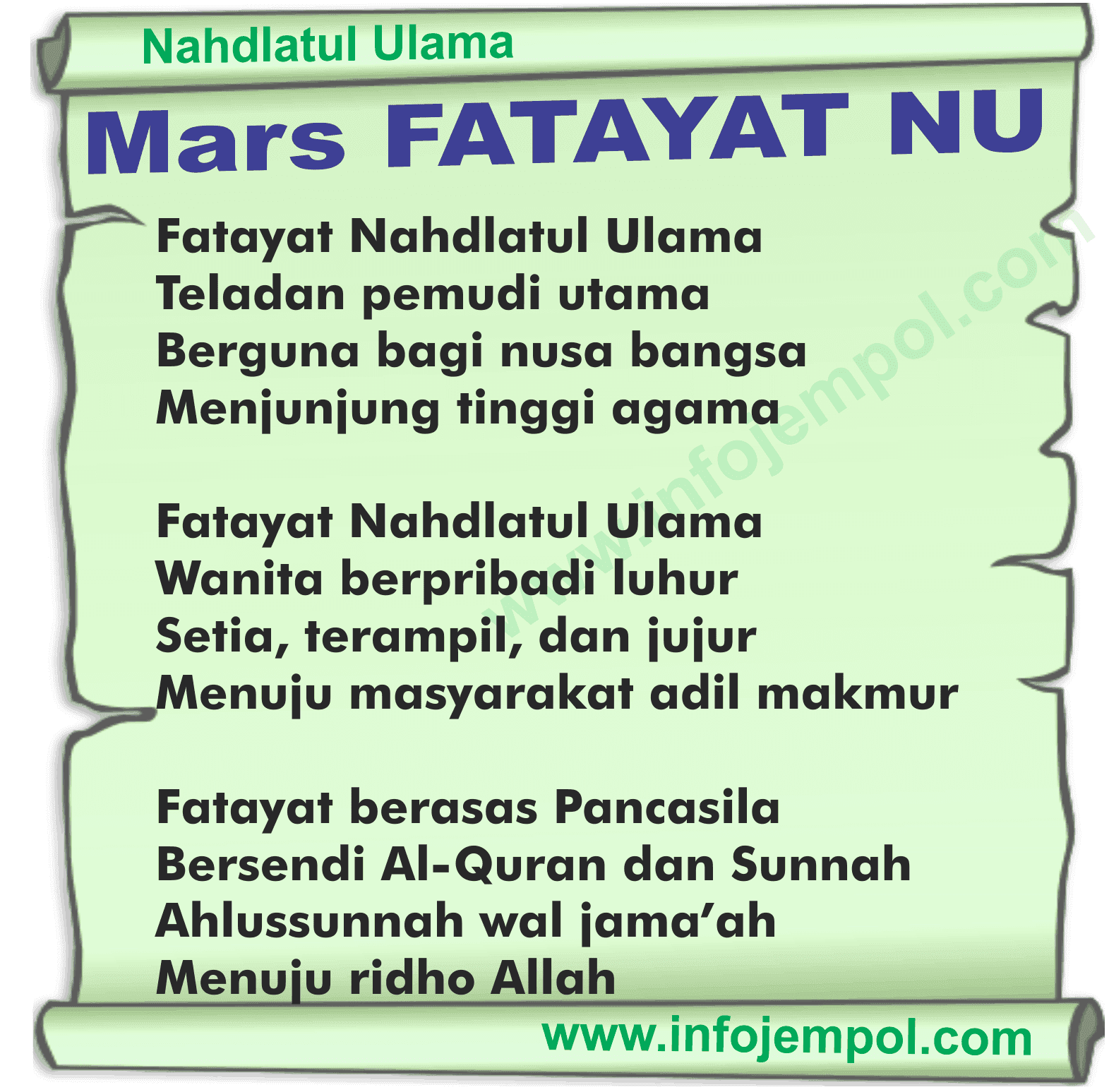 FATAYAT NU (Nahdlatul Ulama) Lirik Hymne, Mars, Download FATAYAT NU (Nahdlatul Ulama) Lirik Hymne, Mars, Download