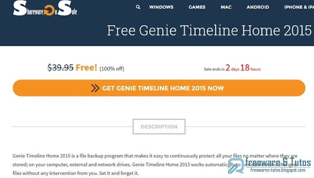 Offre promotionnelle : Genie Timeline Home 2015 à nouveau gratuit !