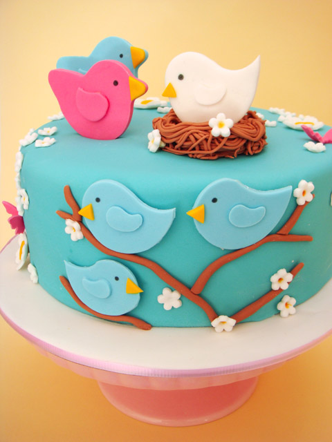 Nesting Birds Baby Shower Cake and Cookies