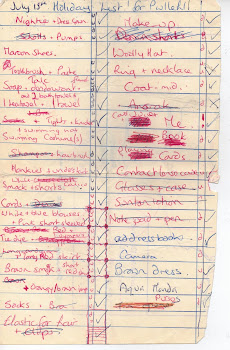 Holiday packing list July 1972