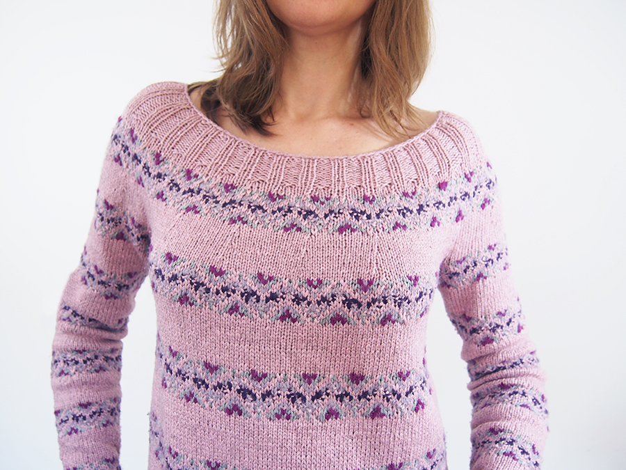 Fair Isle Band Pullover by Lone Kjeldsen from Vogue Knitting, knit by Dayana Knits
