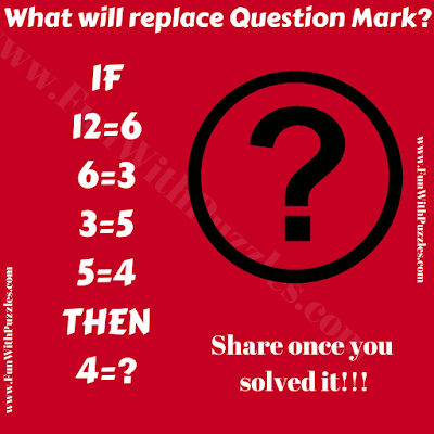 If 12=6, 6=3, 3=5, 5=4 Then 4=?. Can you solve this Mind Bending Puzzle?